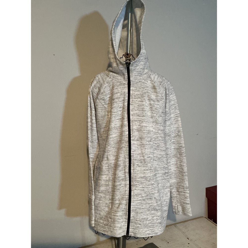 Tek Gear Womens Space Dye Full Zip Hoodie Gray Thumbhole Longline Small